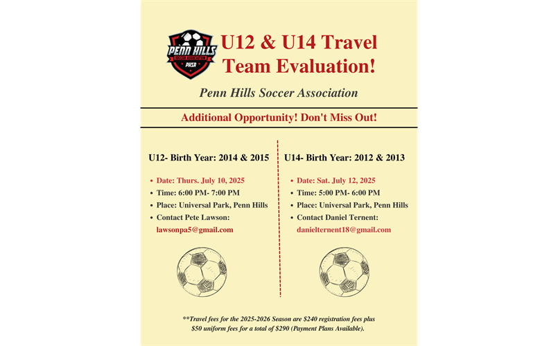 U12 & U14 Travel Evaluations